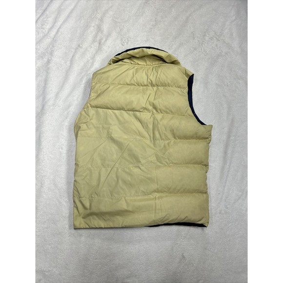 VTG 70s Comfy Brand Reversible Goose Down Beige Blue Snap Puffer Vest Mens Small - Picture 6 of 8